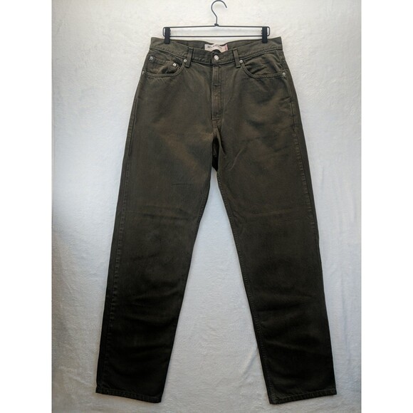 Vintage Levis Jeans 550 Relaxed Fit Olive Green Wash Denim 100% Cotton 90s 36X34
